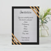 Elegant Formele uitnodiging voor zwart, wit en gou (Staand voorkant)