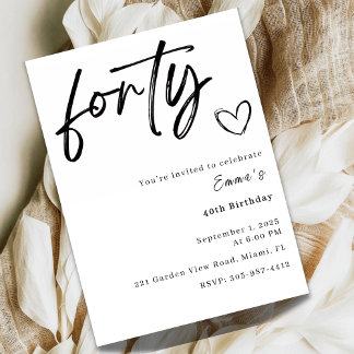 Elegant Forty 40th Birthday Invitation Card