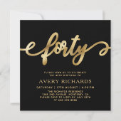 Elegant Forty Gold Script Zwart 40ste verjaardag Kaart (Voorkant)