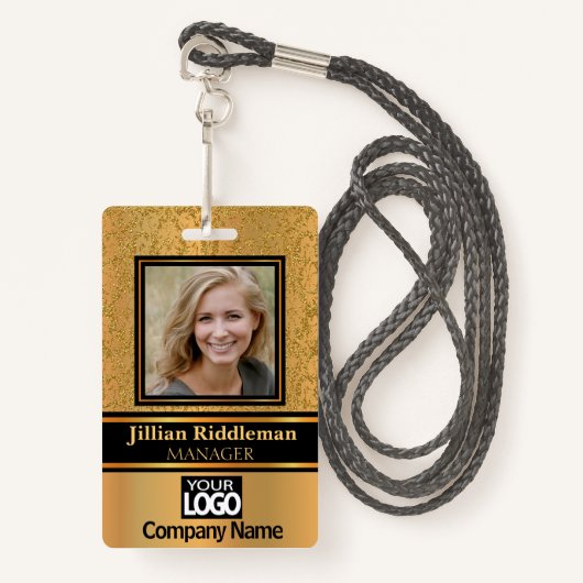 Elegant foto en Logo Badge (Voorkant met draagriem)