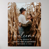 Elegant foto huwelijks welkomstbord. Modern script Poster (Voorkant)