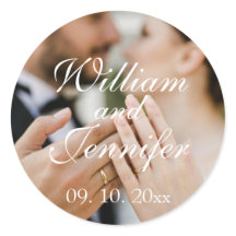 Elegant foto, naam en datum monogram aanpassen 