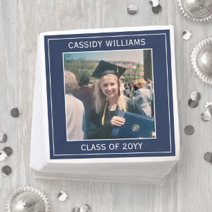 Elegant foto Navy-blauw en wit afstudeerfeest Servet