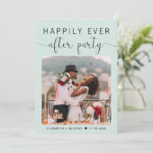 Elegant foto QR Code Mint Weddenschappen Receptie Kaart (Staand voorkant)