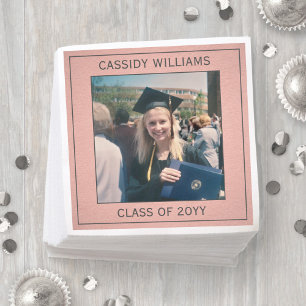 Elegant Foto roze Rose Gold Modern Afstuderen Servet