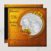 Elegant Foto Sinaasappel Floral 30th Birthday Kaart (Voorkant / Achterkant)