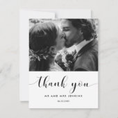 Elegant foto van zwart-wit huwelijk bedankkaart (Voorkant)