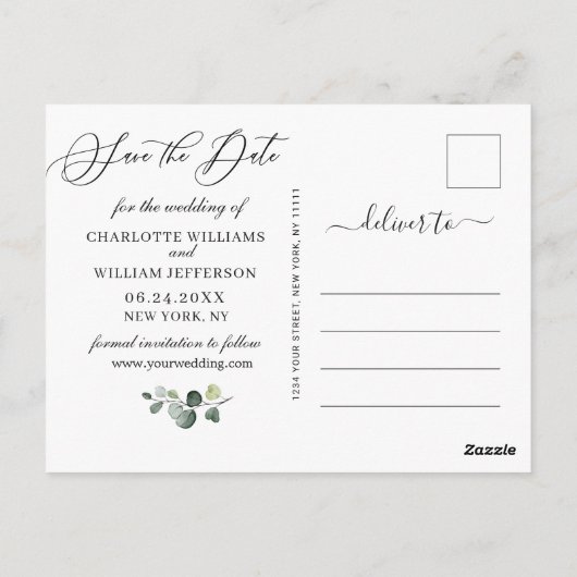 Elegant FOTO Wedding Save the Date Briefkaart (Achterkant)