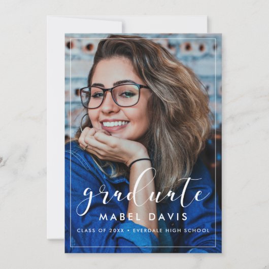 Elegant Fotograduatie party-uitnodiging Aankondiging (Voorkant)