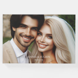 Elegant fotomonogram Dusty Blue Guest Book Gastenboek