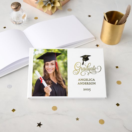 Elegant Fotoscript Afstuderen Folie Gastboek Gastenboek (Voorkant open)