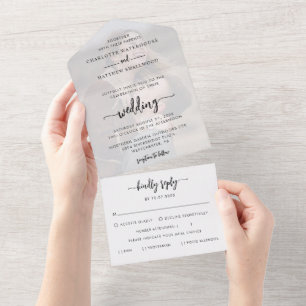 Elegant Fotoscript Bruiloft All In One Uitnodiging