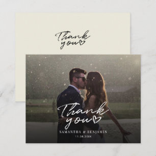 Elegant Fotoscript Bruiloft Dank u Kaart Notitiekaartje