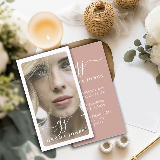 Elegant fotoscript kalligrafie monogram visitekaartje