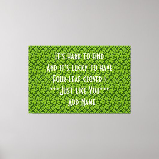 Elegant Four Leaf Clover Floral Canvas Afdruk (Voorkant)