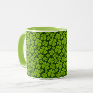 Elegant Four Leaf Clover Floral Mok