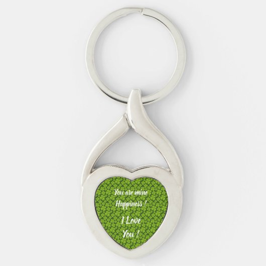 Elegant Four Leaf Clover Floral Sleutelhanger (Voorkant)