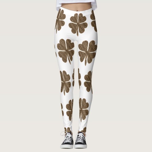 Elegant Four Leaf Clover Patroon Leggings (Voorkant)