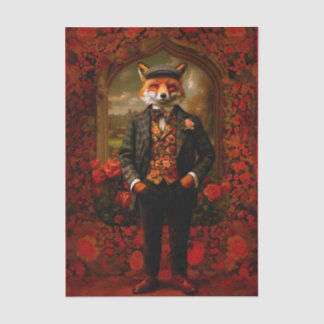 Elegant Fox Gentleman Portrait EW5 Decoupage Tissuepapier