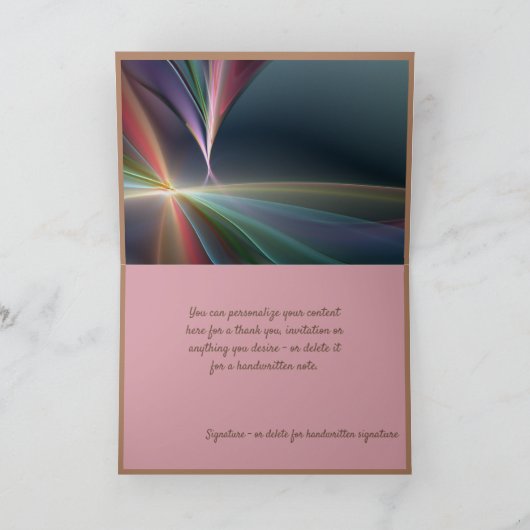 Elegant Fractal Pastel Regenboog Kleurontwerp Kaart (Binnen)