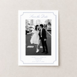 Elegant Frame Blue Photo Save the Date Bedankkaart