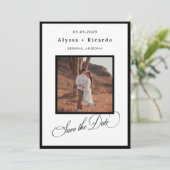 Elegant Frame & Classic Calligraphy Script Wedding Save The Date (Staand voorkant)