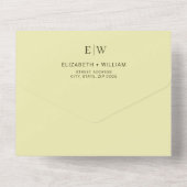 Elegant Frame on Celestial Yellow Monogram Wedding All In One Uitnodiging (Achterkant)