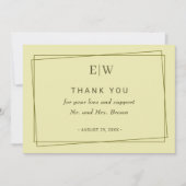 Elegant Frame on Celestial Yellow Monogram Wedding Bedankkaart (Voorkant)