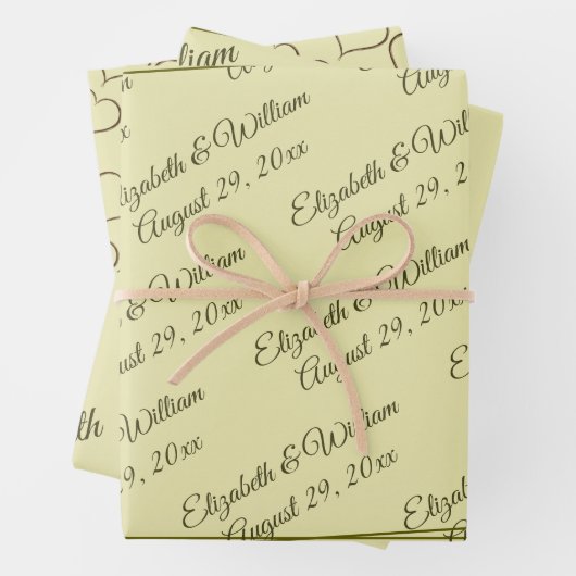 Elegant Frame on Celestial Yellow Monogram Wedding Inpakpapier Vel (In situ)