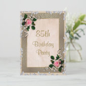 Elegant Framed roze Roses 85th Birthday Kaart (Staand voorkant)