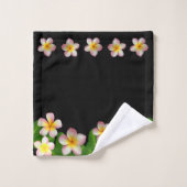 Elegant Frangipani Plumeria Flowers op Black Bad Handdoek (Wasdoekje)