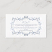 Elegant Frans  Blauw Bloemen Bruiloft Informatiekaartje (Voorkant)