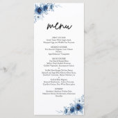 Elegant Frans  Blauw Bloemen Bruiloft Menu (Voorkant)