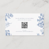 Elegant Frans Blauw Bloemen Bruiloft QR Code Informatiekaartje (Voorkant)