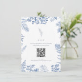 Elegant Frans Blauw Bloemen Bruiloft QR Code Informatiekaartje (Staand voorkant)