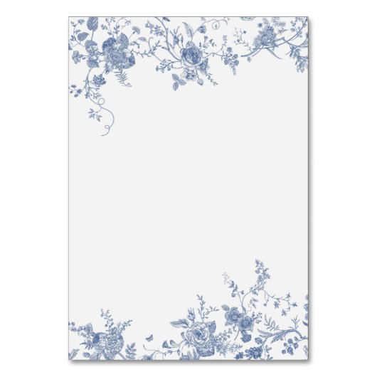 Elegant Frans  Blauw Bloemen Jouy Kaart (Achterkant)