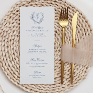 Elegant Frans  Blauw Bloemen Jouy Menu