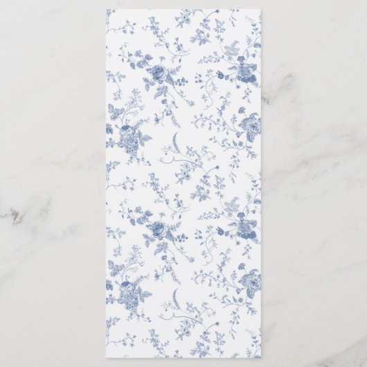 Elegant Frans  Blauw Bloemen Jouy Menu (Achterkant)