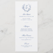 Elegant Frans  Blauw Bloemen Jouy Menu (Voorkant)