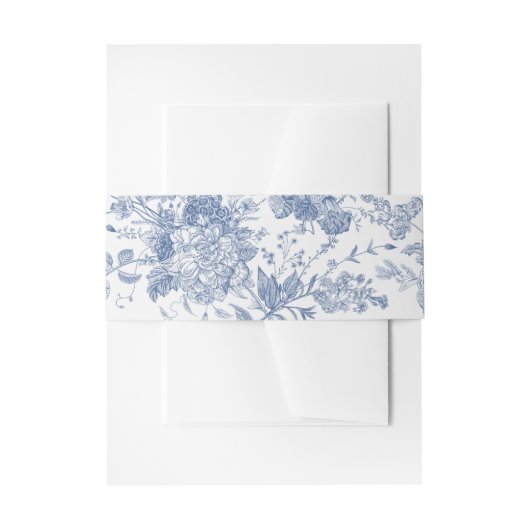 Elegant Frans Blauw Bloemen Jouy Uitnodigingen Wikkel (Voorkant Voorbeeld)