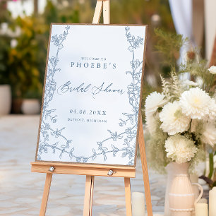 Elegant Frans Blauw Bloemen Vrijgezellenfeest Welk Poster