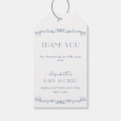 Elegant Frans Blauw  Lijst Baby shower Cadeaulabel (Voorkant)