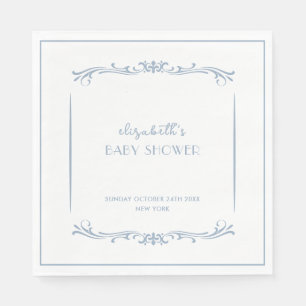 Elegant Frans Blauw  Lijst Baby shower Servet