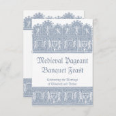 Elegant Frans Blauw Middeleeuws Banketfeest RSVP Kaartje (Voorkant / Achterkant)