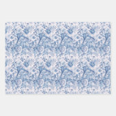 Elegant  Frans Blauw Toile Pattern Inpakpapier Vel (Voorkant 3)