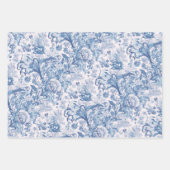 Elegant  Frans Blauw Toile Pattern Inpakpapier Vel (Voorkant)