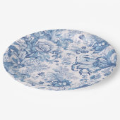 Elegant  Frans Blauw Toile Pattern Papieren Bordje (Gekanteld)