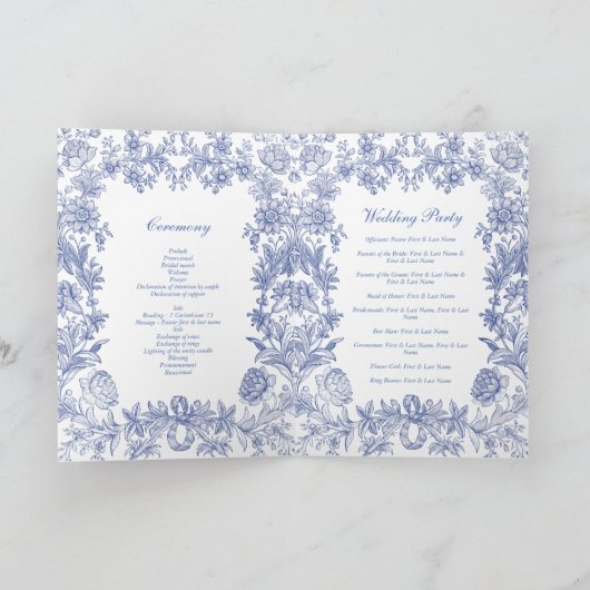 Elegant Frans Bloemen Bruiloft Orde van Service Programma (Binnen)