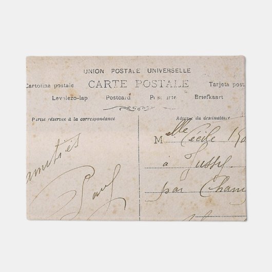 Elegant  Frans Briefkaart Handschrift Deurmat (Voorkant)