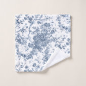 Elegant  Frans gegraveerd Floral Toile-Blue Bad Handdoek (Wasdoekje)